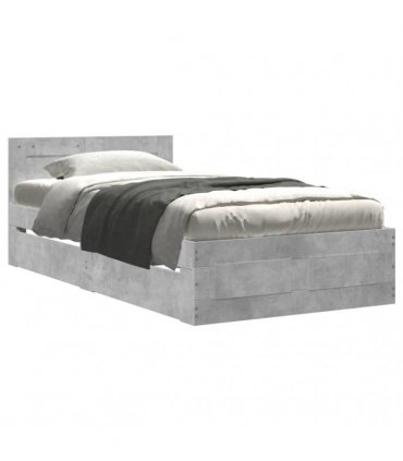 vidaXL Bed Frame with Headboard Concrete Grey 75x190 cm