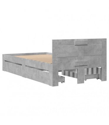 vidaXL Bed Frame with Headboard Concrete Grey 75x190 cm