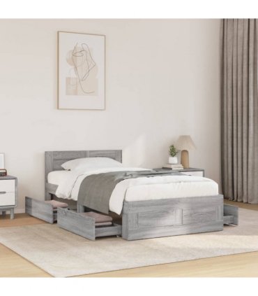 vidaXL Bed Frame with Headboard without Mattress Grey Sonoma 75x190 cm