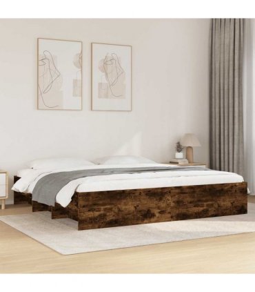 vidaXL Bed Frame without Mattress Smoked Oak 200x200cm Engineered Wood