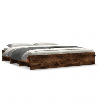 vidaXL Bed Frame without Mattress Smoked Oak 200x200cm Engineered Wood