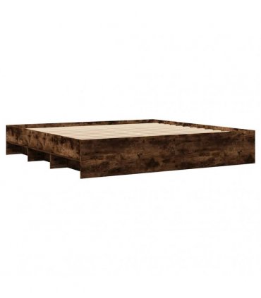 vidaXL Bed Frame without Mattress Smoked Oak 200x200cm Engineered Wood