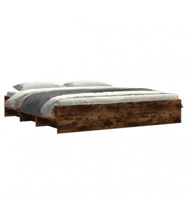 vidaXL Bed Frame without Mattress Smoked Oak 180x200cm Engineered Wood