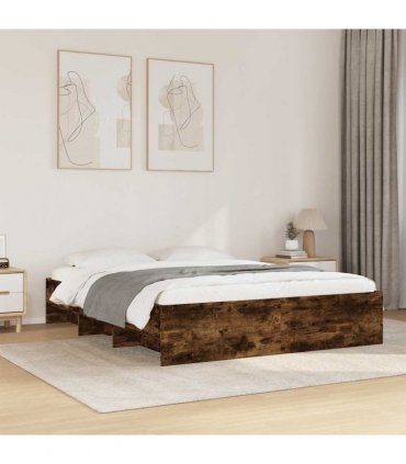 vidaXL Bed Frame without Mattress Smoked Oak 160x200cm Engineered Wood