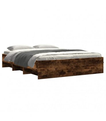 vidaXL Bed Frame without Mattress Smoked Oak 160x200cm Engineered Wood