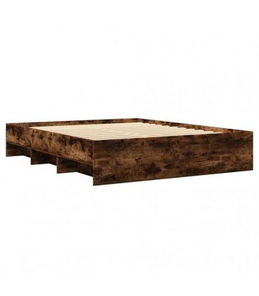 vidaXL Bed Frame without Mattress Smoked Oak 160x200cm Engineered Wood