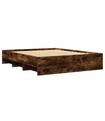 vidaXL Bed Frame without Mattress Smoked Oak 160x200cm Engineered Wood