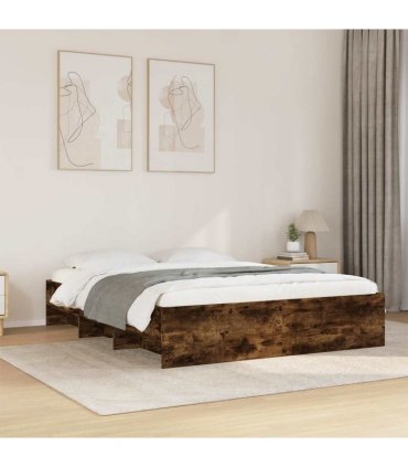 vidaXL Bed Frame without Mattress Smoked Oak 150x200cm Engineered Wood