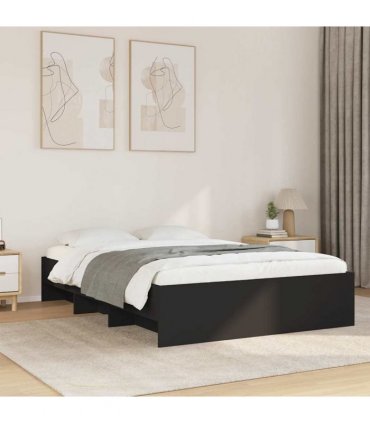 vidaXL Bed Frame without Mattress Black 140x200 cm Engineered Wood