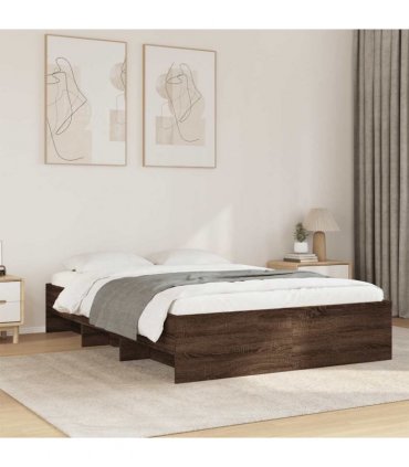 vidaXL Bed Frame without Mattress Brown Oak 140x200 cm Engineered Wood