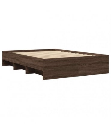 vidaXL Bed Frame without Mattress Brown Oak 140x200 cm Engineered Wood