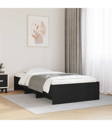 vidaXL Bed Frame without Mattress Black 90x200 cm Engineered Wood
