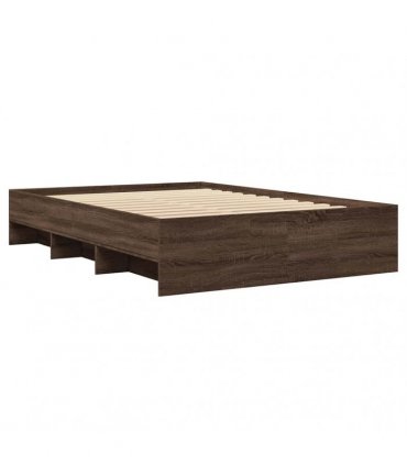 vidaXL Bed Frame without Mattress Brown Oak 140x190 cm Engineered Wood
