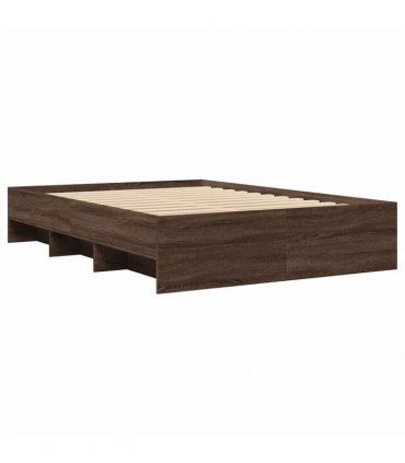 vidaXL Bed Frame without Mattress Brown Oak 140x190 cm Engineered Wood