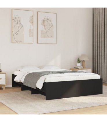 vidaXL Bed Frame without Mattress Black 135x190 cm Engineered Wood