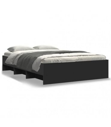vidaXL Bed Frame without Mattress Black 135x190 cm Engineered Wood