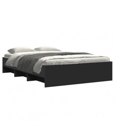 vidaXL Bed Frame without Mattress Black 135x190 cm Engineered Wood