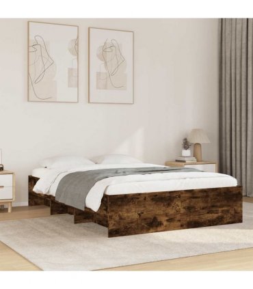 vidaXL Bed Frame without Mattress Smoked Oak 135x190cm Engineered Wood