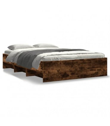 vidaXL Bed Frame without Mattress Smoked Oak 135x190cm Engineered Wood