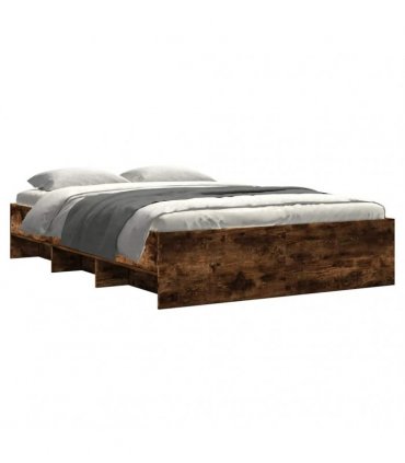 vidaXL Bed Frame without Mattress Smoked Oak 135x190cm Engineered Wood