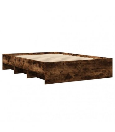 vidaXL Bed Frame without Mattress Smoked Oak 135x190cm Engineered Wood