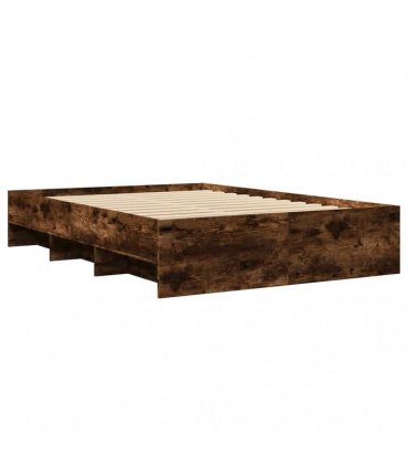 vidaXL Bed Frame without Mattress Smoked Oak 135x190cm Engineered Wood