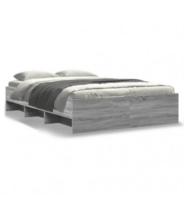 vidaXL Bed Frame without Mattress Grey Sonoma 135x190 cm