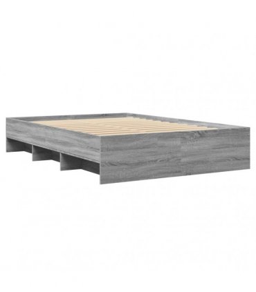 vidaXL Bed Frame without Mattress Grey Sonoma 135x190 cm