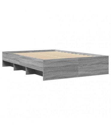 vidaXL Bed Frame without Mattress Grey Sonoma 135x190 cm