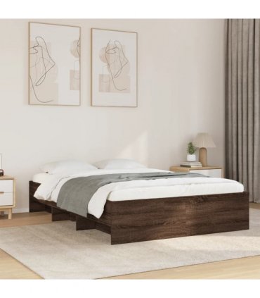 vidaXL Bed Frame without Mattress Brown Oak 135x190 cm Engineered Wood