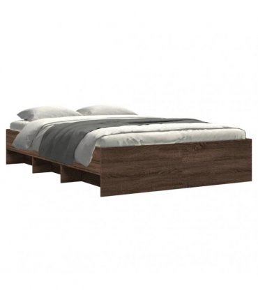 vidaXL Bed Frame without Mattress Brown Oak 135x190 cm Engineered Wood