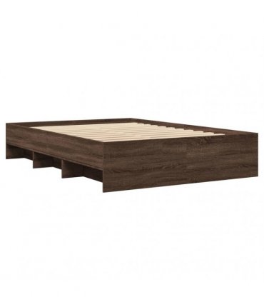 vidaXL Bed Frame without Mattress Brown Oak 135x190 cm Engineered Wood