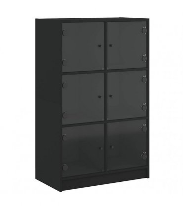 vidaXL Highboard with Doors Black 68x37x109 cm Engineered Wood