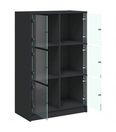 vidaXL Highboard with Doors Black 68x37x109 cm Engineered Wood