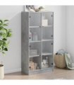 vidaXL Highboard with Doors Concrete Grey 68x37x142 cm Engineered Wood