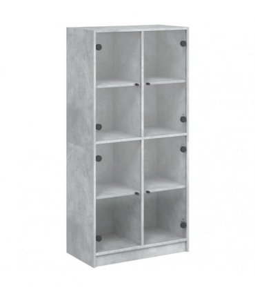 vidaXL Highboard with Doors Concrete Grey 68x37x142 cm Engineered Wood