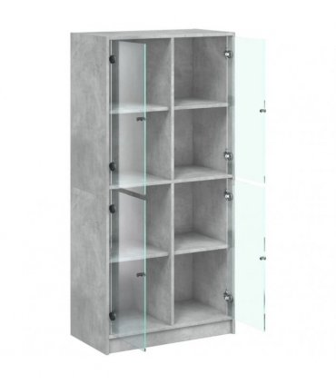 vidaXL Highboard with Doors Concrete Grey 68x37x142 cm Engineered Wood