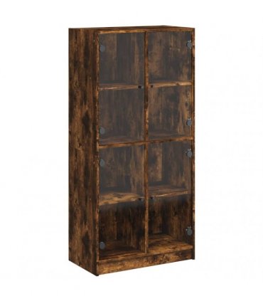vidaXL Highboard with Doors Smoked Oak 68x37x142 cm Engineered Wood