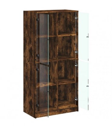 vidaXL Highboard with Doors Smoked Oak 68x37x142 cm Engineered Wood