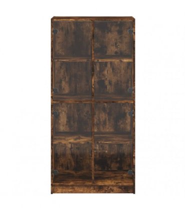 vidaXL Highboard with Doors Smoked Oak 68x37x142 cm Engineered Wood