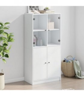 vidaXL Highboard with Doors White 68x37x142 cm Engineered Wood