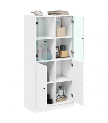 vidaXL Highboard with Doors White 68x37x142 cm Engineered Wood