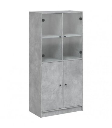 vidaXL Highboard with Doors Concrete Grey 68x37x142 cm Engineered Wood