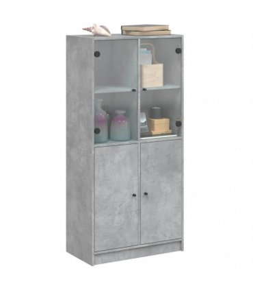 vidaXL Highboard with Doors Concrete Grey 68x37x142 cm Engineered Wood