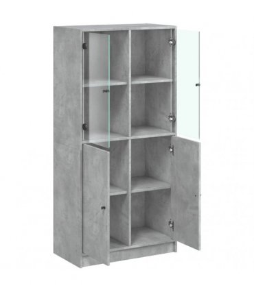 vidaXL Highboard with Doors Concrete Grey 68x37x142 cm Engineered Wood