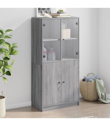 vidaXL Highboard with Doors Grey Sonoma 68x37x142 cm Engineered Wood