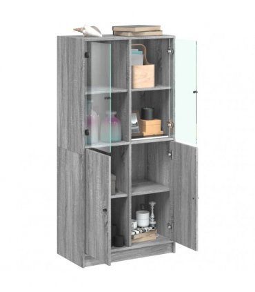 vidaXL Highboard with Doors Grey Sonoma 68x37x142 cm Engineered Wood