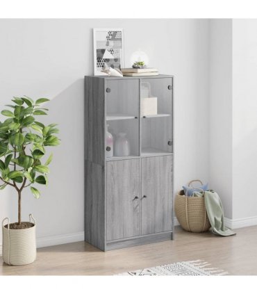 vidaXL Highboard with Doors Grey Sonoma 68x37x142 cm Engineered Wood