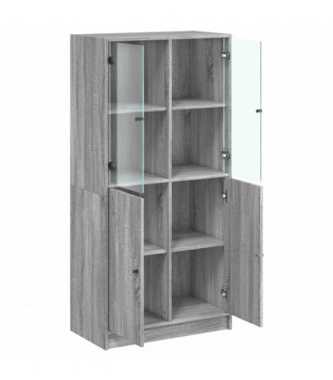 vidaXL Highboard with Doors Grey Sonoma 68x37x142 cm Engineered Wood