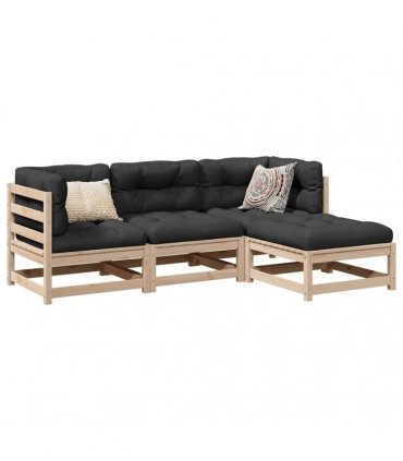 vidaXL 4 Piece Garden Sofa Set Solid Wood Pine